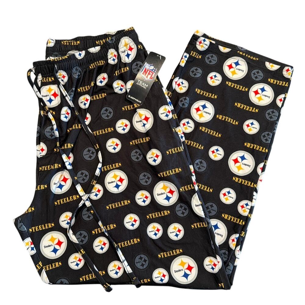 NWT NFL Team Apparel Pittsburg Steelers Mosaic Logo Sleep Pants Men’s XL Black